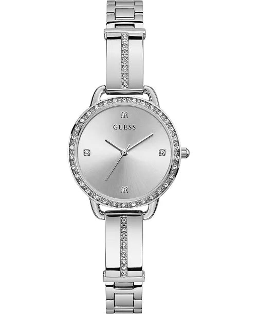 Guess Women Watch Silver-Tone Round Stainless Steel Link Bracelet NWT